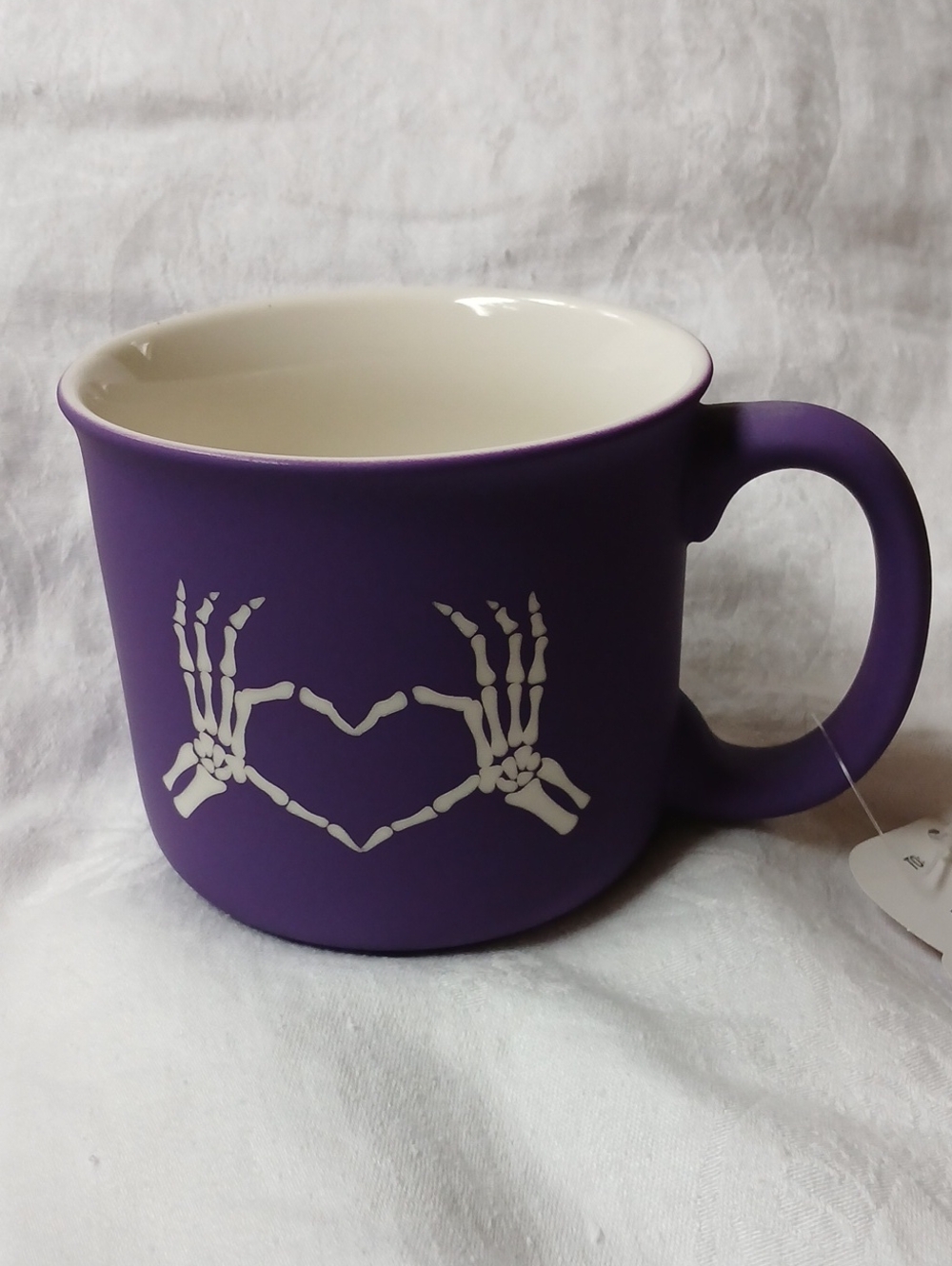 Eccolo Skeleton Heart Hands Purple Soft Touch Halloween Mug Cup NWT